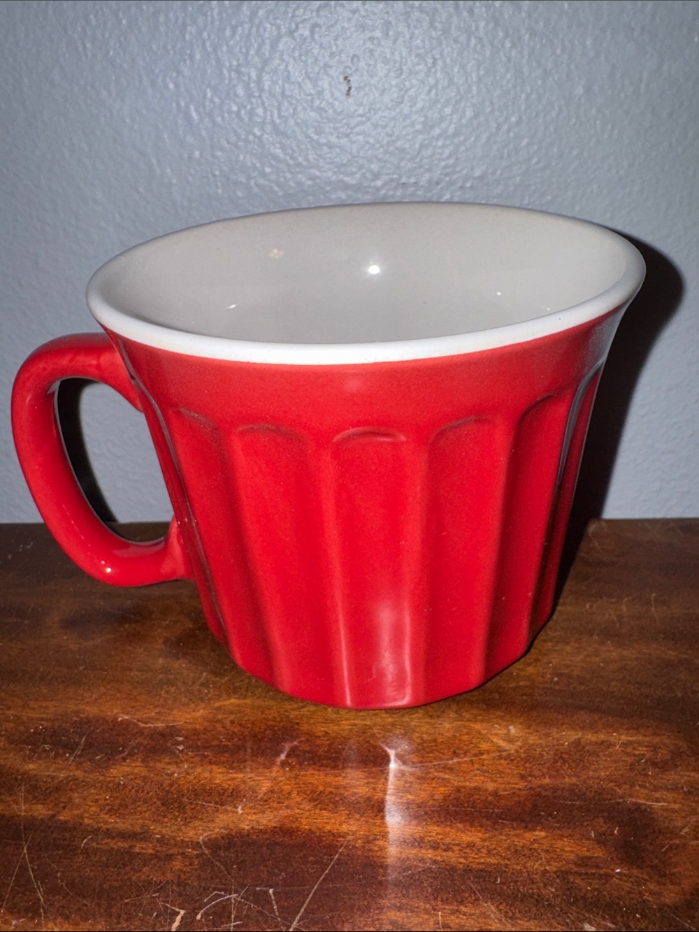 Red Ceramic Fluted Oversized Coffee Mug for Soup and Cereal
